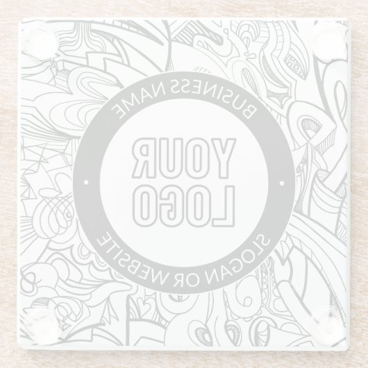 線のアートワークとモダンロゴ(編集可能文字付き) ガラスコースター (裏面)