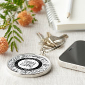 線のアートワークとモダンロゴ(編集可能文字付き) キーホルダー (側面)