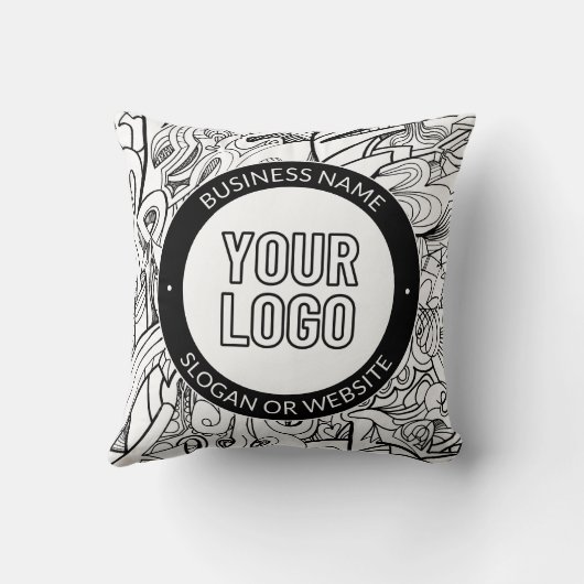 線のアートワークとモダンロゴ(編集可能文字付き) クッション (裏面)