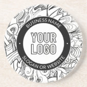 線のアートワークとモダンロゴ(編集可能文字付き) コースター (正面)