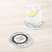 線のアートワークとモダンロゴ(編集可能文字付き) コースター (側面)