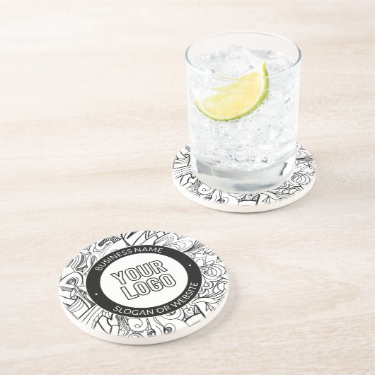 線のアートワークとモダンロゴ(編集可能文字付き) コースター (側面)