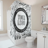 線のアートワークとモダンロゴ(編集可能文字付き) シャワーカーテン (インサイチュ)