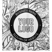 線のアートワークとモダンロゴ(編集可能文字付き) シャワーカーテン (正面)