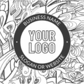 線のアートワークとモダンロゴ(編集可能文字付き) シール (正面)