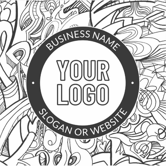 線のアートワークとモダンロゴ(編集可能文字付き) シール (正面)