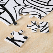 線のアートワークとモダンロゴ(編集可能文字付き) ジグソーパズル (側面)