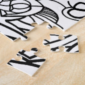 線のアートワークとモダンロゴ(編集可能文字付き) ジグソーパズル (側面)