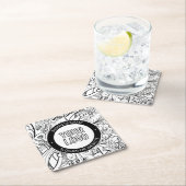 線のアートワークとモダンロゴ(編集可能文字付き) スクエアペーパーコースター (インサイチュ)