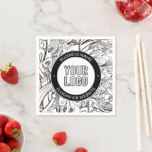 線のアートワークとモダンロゴ(編集可能文字付き) スタンダードカクテルナプキン (インサイチュ)