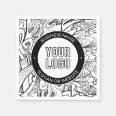 線のアートワークとモダンロゴ(編集可能文字付き) スタンダードカクテルナプキン (正面)