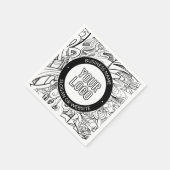 線のアートワークとモダンロゴ(編集可能文字付き) スタンダードカクテルナプキン (角)