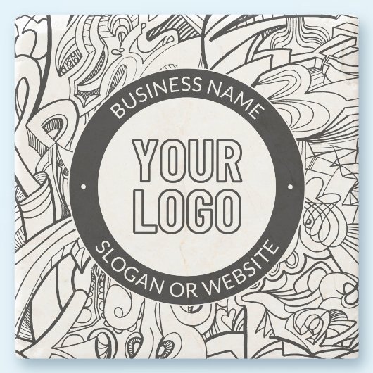 線のアートワークとモダンロゴ(編集可能文字付き) ストーンコースター