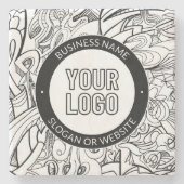 線のアートワークとモダンロゴ(編集可能文字付き) ストーンコースター (正面)