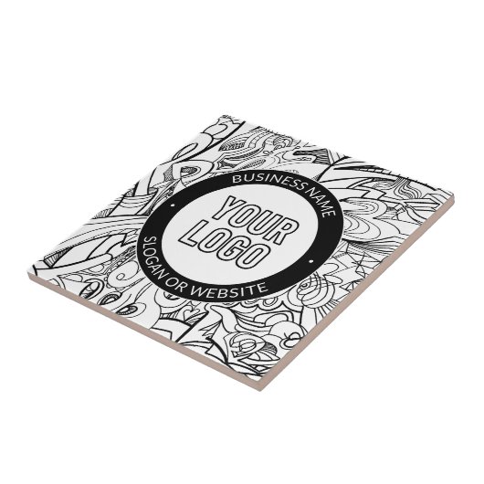 線のアートワークとモダンロゴ(編集可能文字付き) タイル (側面)