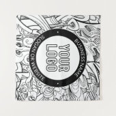 線のアートワークとモダンロゴ(編集可能文字付き) タペストリー (正面(横))