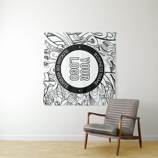 線のアートワークとモダンロゴ(編集可能文字付き) タペストリー (インサイチュ(横))