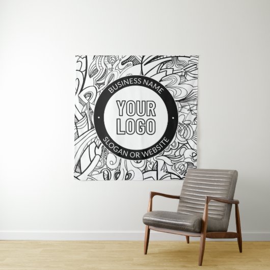 線のアートワークとモダンロゴ(編集可能文字付き) タペストリー (インサイチュ)