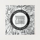 線のアートワークとモダンロゴ(編集可能文字付き) タペストリー (正面)