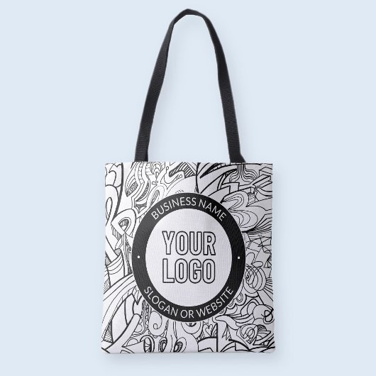 線のアートワークとモダンロゴ(編集可能文字付き) トートバッグ