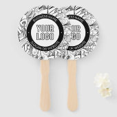 線のアートワークとモダンロゴ(編集可能文字付き) ハンドファン (正面&裏面)