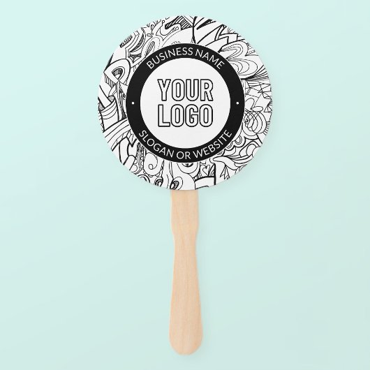 線のアートワークとモダンロゴ(編集可能文字付き) ハンドファン