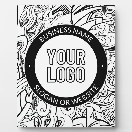 線のアートワークとモダンロゴ(編集可能文字付き) フォトプラーク (正面)