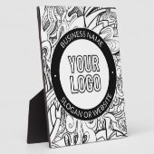 線のアートワークとモダンロゴ(編集可能文字付き) フォトプラーク (側面)