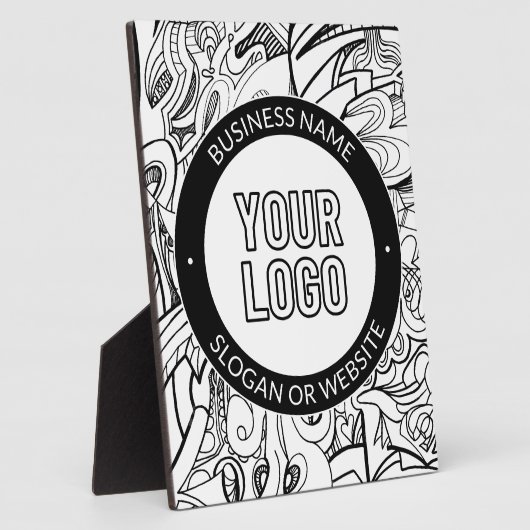 線のアートワークとモダンロゴ(編集可能文字付き) フォトプラーク (側面)