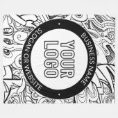 線のアートワークとモダンロゴ(編集可能文字付き) フリースブランケット (正面(横))