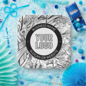 線のアートワークとモダンロゴ(編集可能文字付き) ペーパープレート (パーティー)