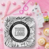 線のアートワークとモダンロゴ(編集可能文字付き) ペーパープレート (パーティー)