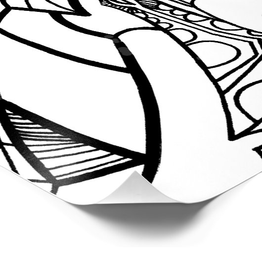 線のアートワークとモダンロゴ(編集可能文字付き) ポスター (コーナー)