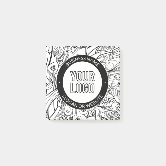 線のアートワークとモダンロゴ(編集可能文字付き) ポストイット (正面)