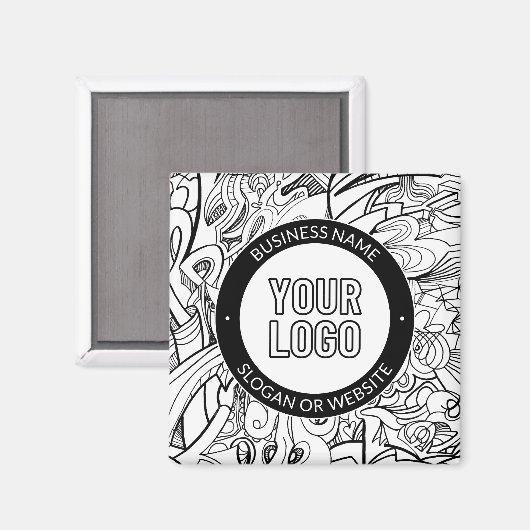 線のアートワークとモダンロゴ(編集可能文字付き) マグネット (正面/裏面)