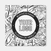 線のアートワークとモダンロゴ(編集可能文字付き) マグネット (正面)