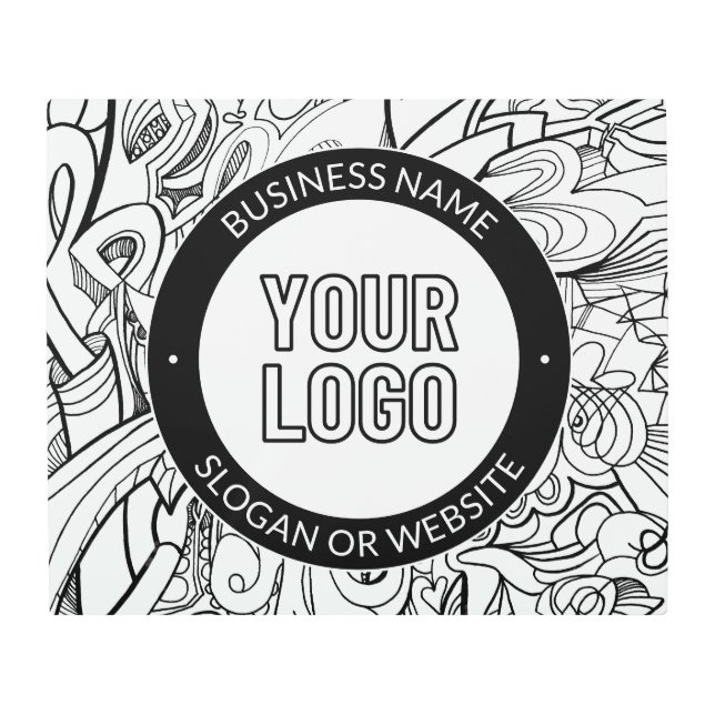 線のアートワークとモダンロゴ(編集可能文字付き) メタルプリント (正面)