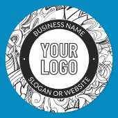 線のアートワークとモダンロゴ(編集可能文字付き) ラウンドシール