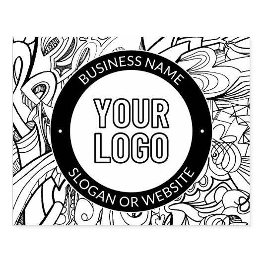 線のアートワークとモダンロゴ(編集可能文字付き) ラバースタンプ (インプリント)