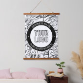 線のアートワークとモダンロゴ(編集可能文字付き) 吊り下げ型タペストリー (寝室)