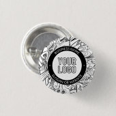線のアートワークとモダンロゴ(編集可能文字付き) 缶バッジ (正面&裏面)
