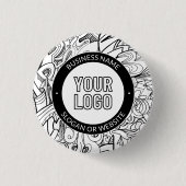 線のアートワークとモダンロゴ(編集可能文字付き) 缶バッジ (正面)