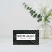 線のエレガントパターン |クラシック白黒 名刺 (スタンド正面)