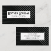 線のエレガントパターン |クラシック白黒 名刺 (正面/裏面)