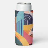 線のカラフルパターンを持つ垂直抽象芸術 スリム缶クーラー (Seltzer裏面)