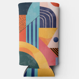 線のカラフルパターンを持つ垂直抽象芸術 スリム缶クーラー