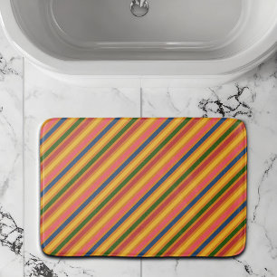 線のカラフルパターン バスマット