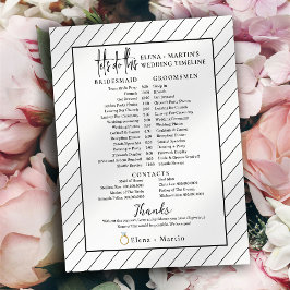 線の付いたミニマルスクリプト文字結婚式の日のタイムライン