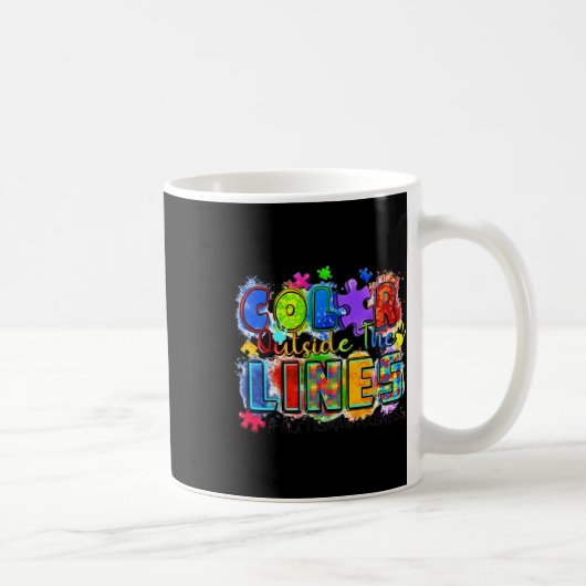 線の外の色の世界自閉症意識の日 コーヒーマグカップ (右)