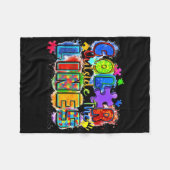 線の外の色の世界自閉症意識の日 フリースブランケット (正面(横))